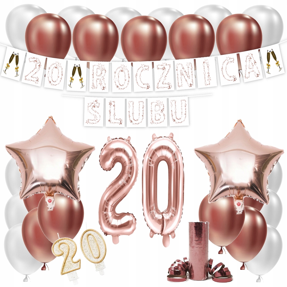 

Zestaw Balony 20 Rocznica Ślubu Rose Gold Girlanda