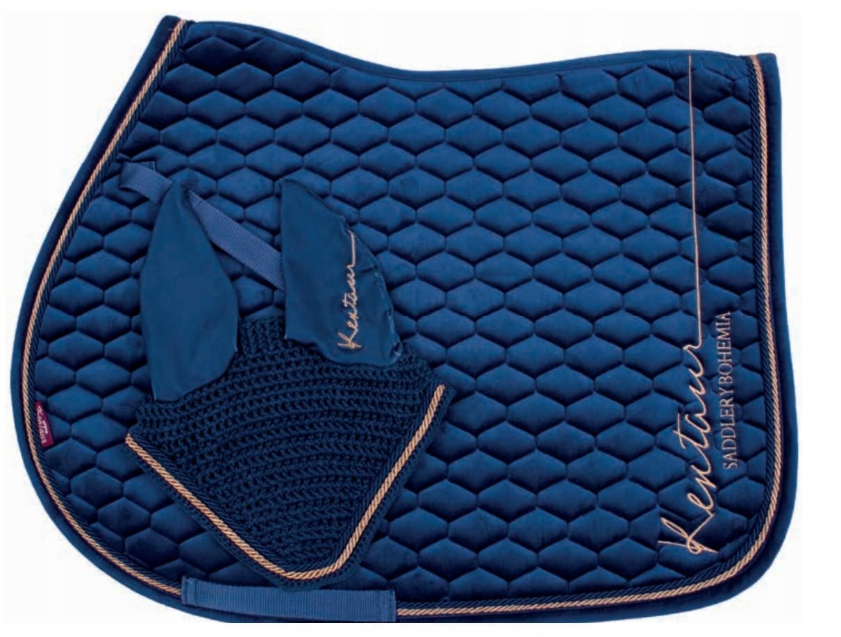 Kentaur podsedlová dečka s náušníky Rose Gold Samet tmavě modrá všestranná