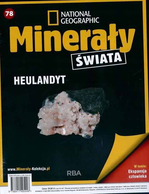 KOL. MINERAŁY ŚWIATA nr 78 - HEULANDYT + pudełko na okazy