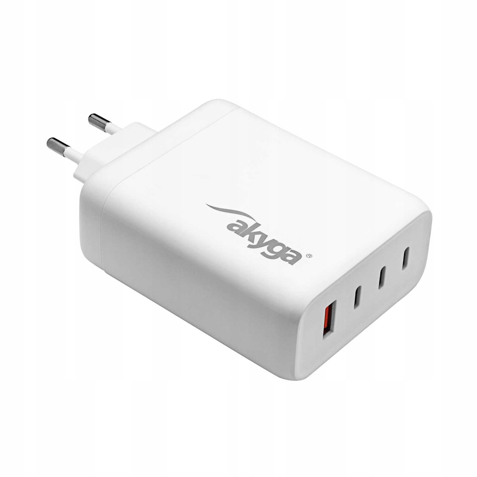 Szybka ładowarka sieciowa 3x Usb-c Usb-a GaN Akyga Power Delivery 140W Pd