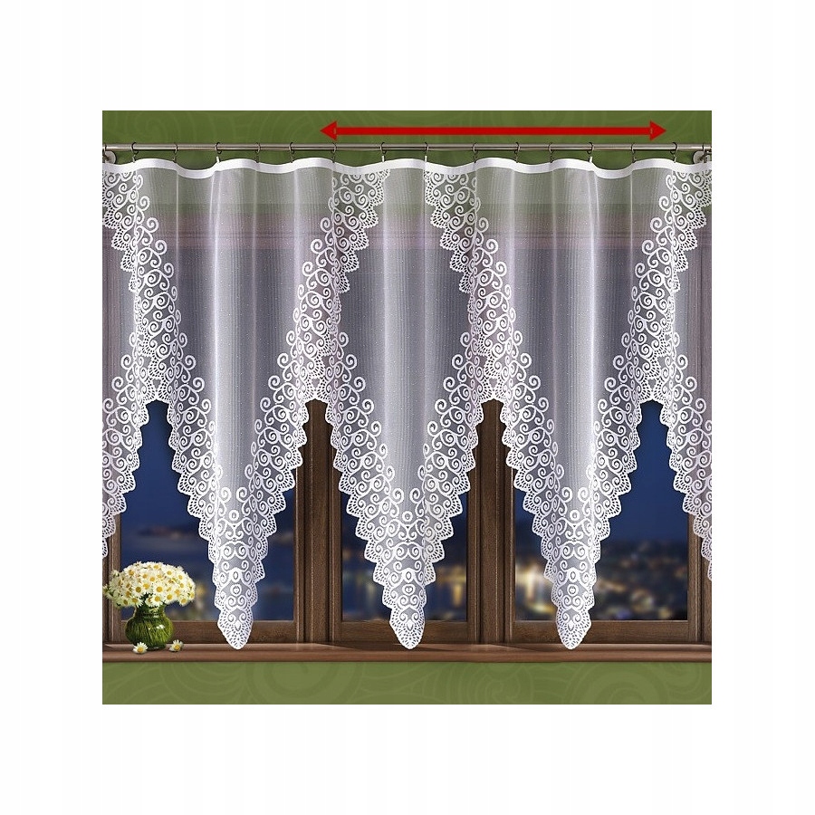 

Firanka żakardowa biała ząbki Nenufar 150 cm