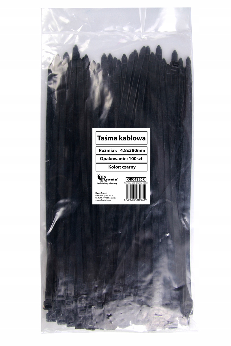 

Taśma kablowa zaciskowa 4,8x380mm Czarna 100szt
