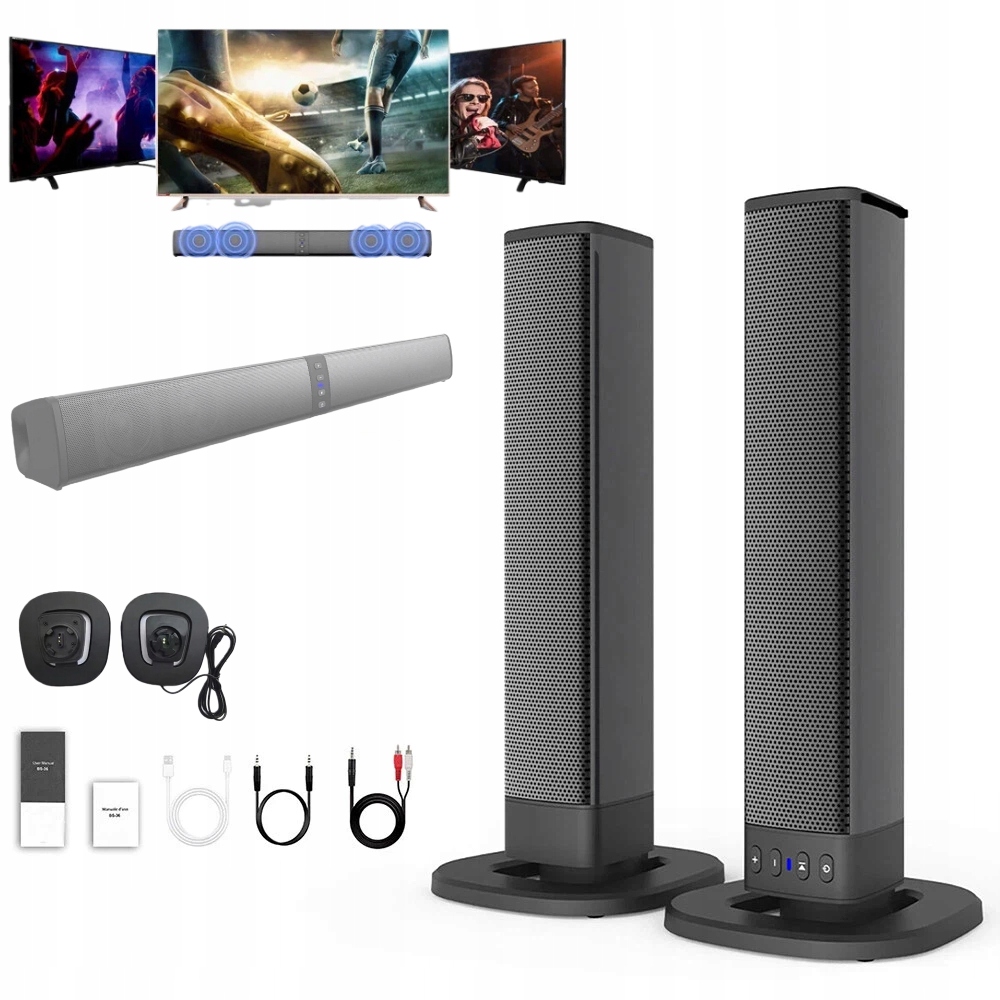 Zestaw 2W1 Soundbar Bluetooth Usuwany Głośnik Rgb Telewizor Usb Hdmi