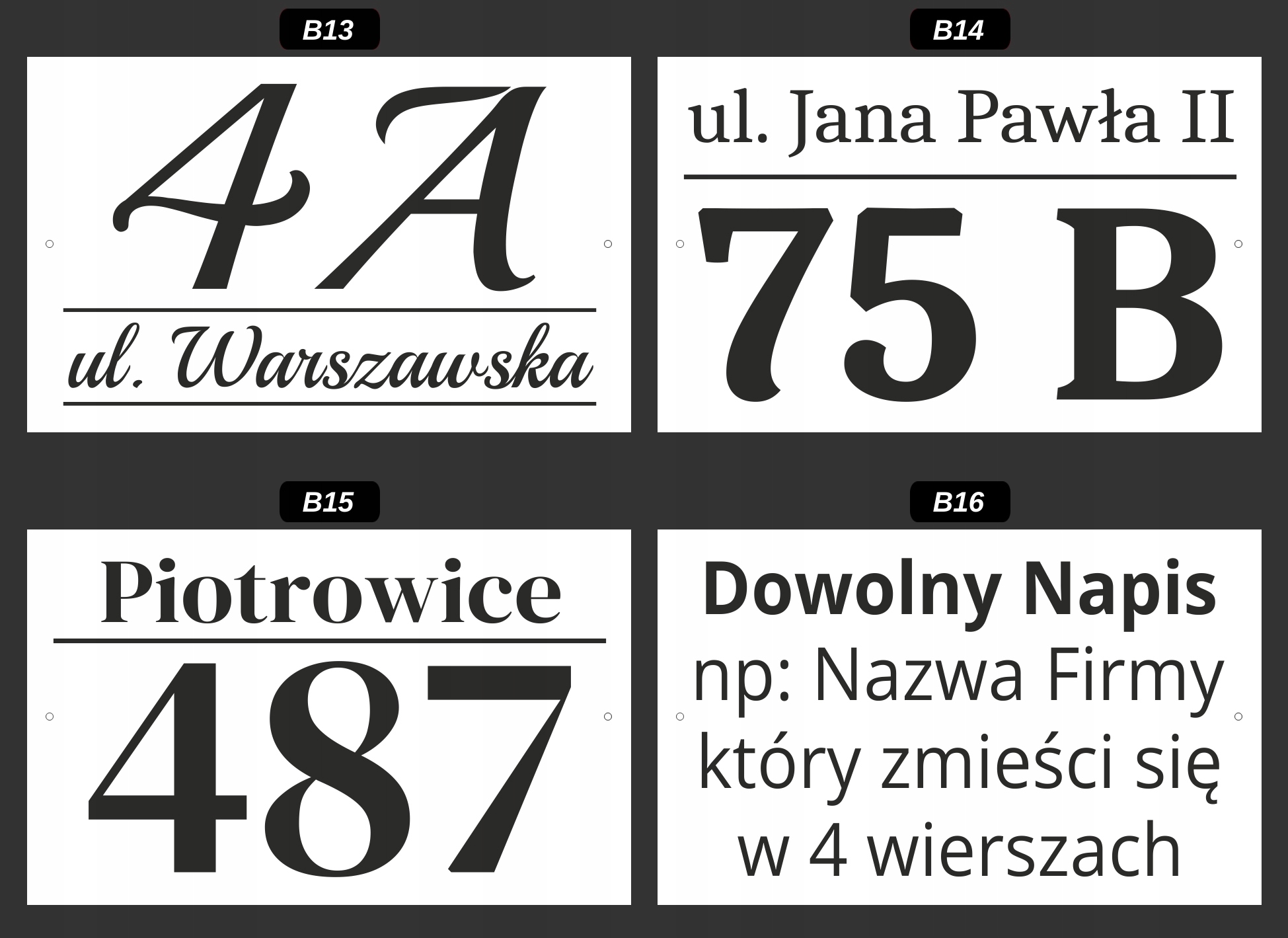 Tabliczka Adresowa BIAŁA Duża - METALOWA - UV Materiał inny materiał