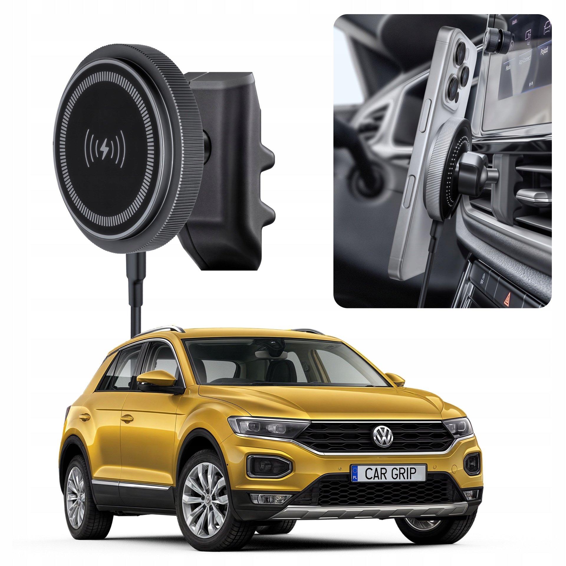 Uchwyt magnetyczny MagSafe z ładowaniem do Volkswagen T-Roc (2022-)