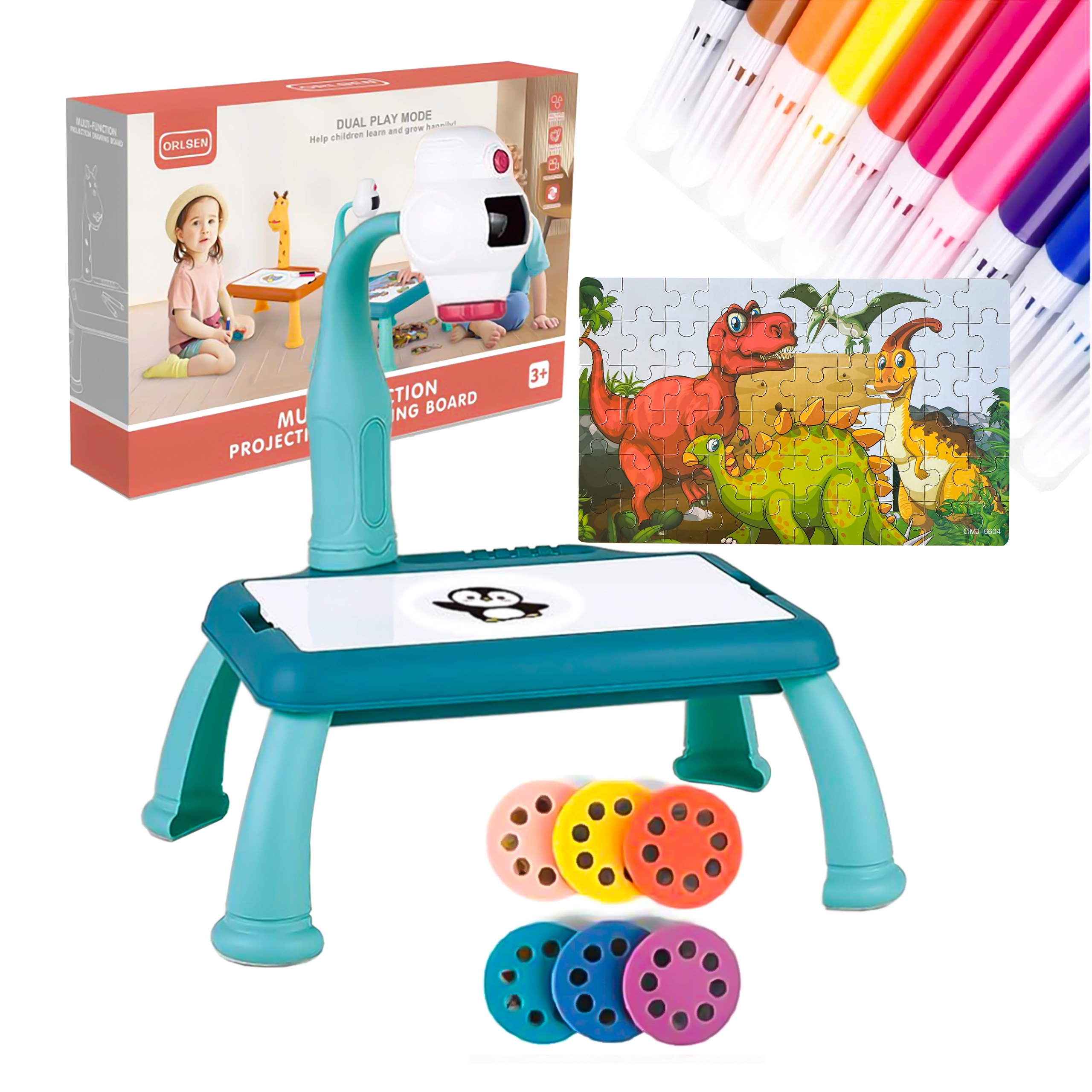 Projektor Do Nauki Rysowania Rzutnik Dla Dzieci Slajdy Prezent Niebieski Marka LEDprojektor