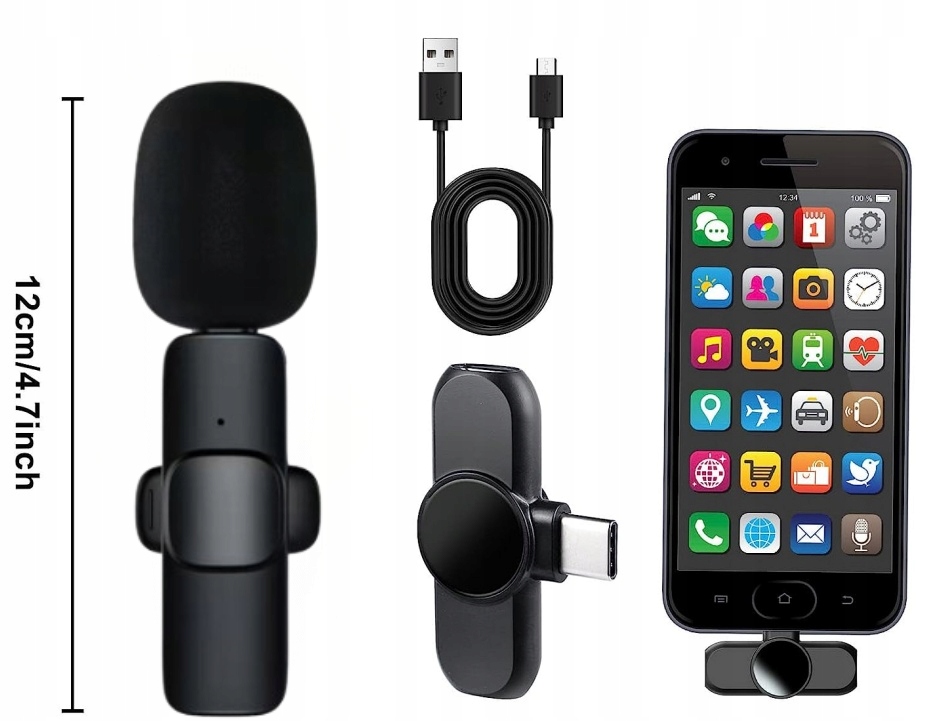 MIKROFON BEZPRZEWODOWY KRAWATOWY USB-C DO ANDROID Marka bez marki