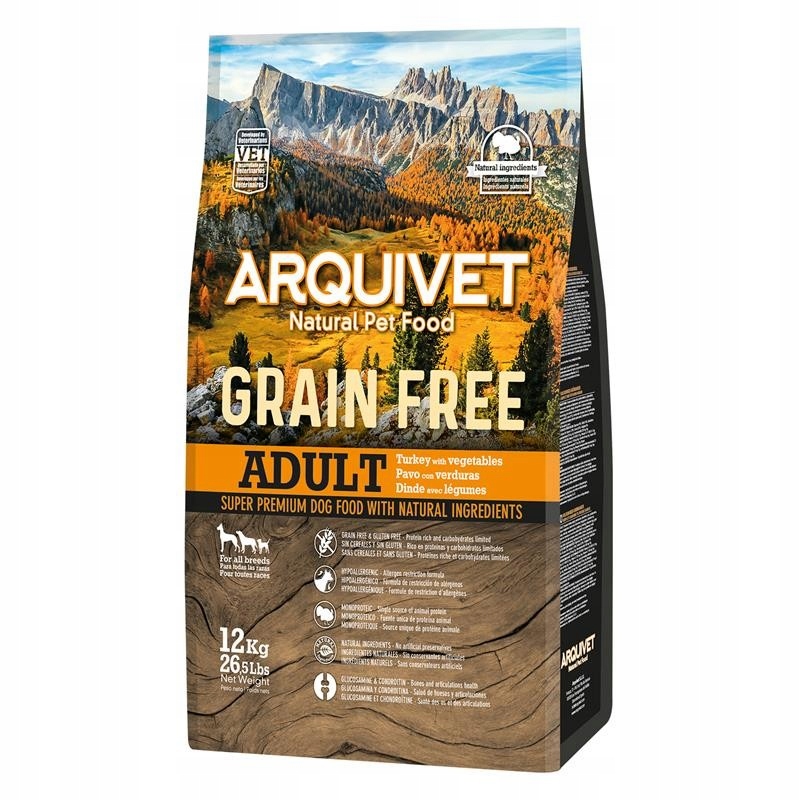 Levně Krmivo pro psy bez obilovin Krůta se zeleninou 12 kg Arquivet Grain Free