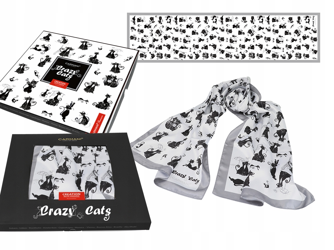 Dámská Šála Elegantní Kočičí Svět Vzor S Kočkami Umění Jako Dárek