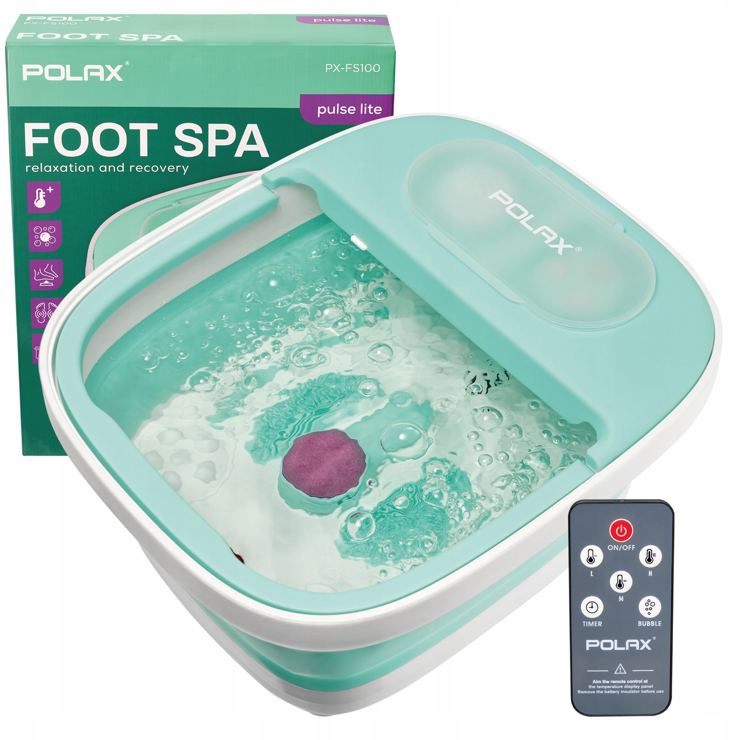 Wanna do stóp masażer wodny Polax zielona Led pilot podgrzewanie 500W