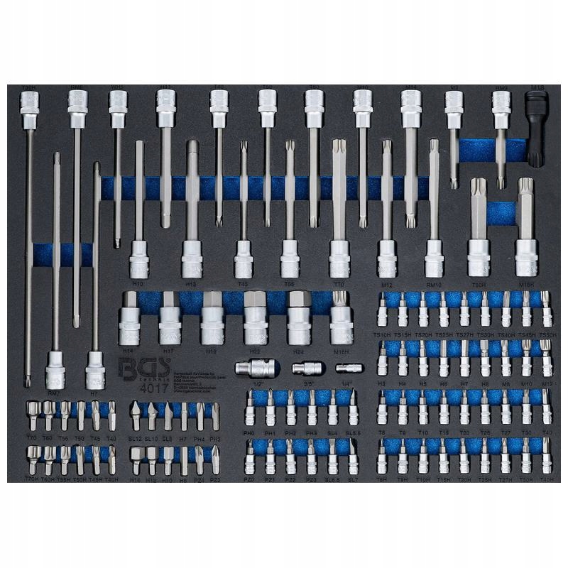 Vložka do zásuvky 3/3: bity a nástavce 104 ks Bgs 4017