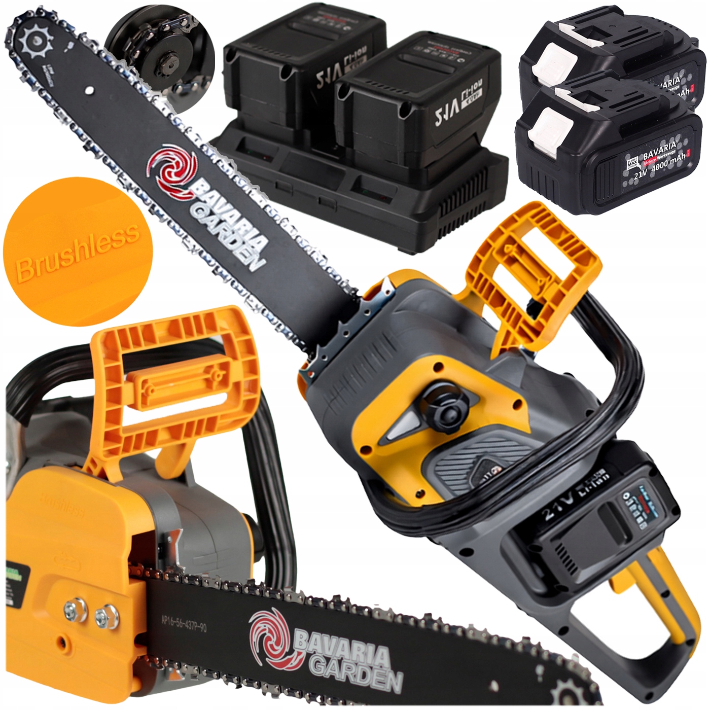 Aku Řetězová Pila Pila 16 Palců x2 Aku 21V 4000 mAh Brushless