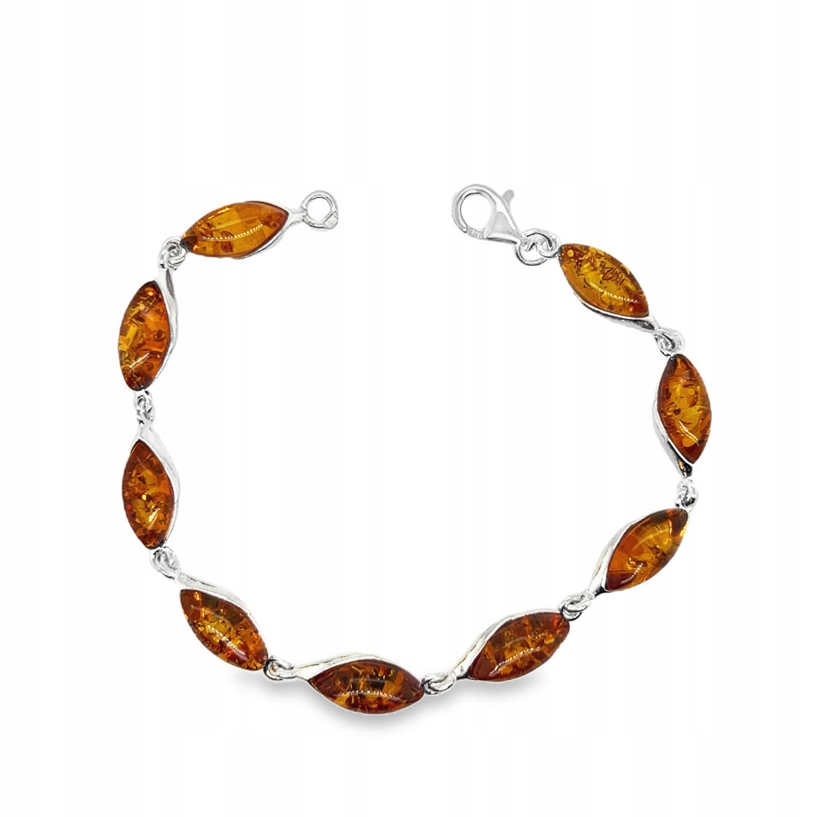 Stříbrný náramek s jantarem, jemná koňaková barva Stříbro 925 Film