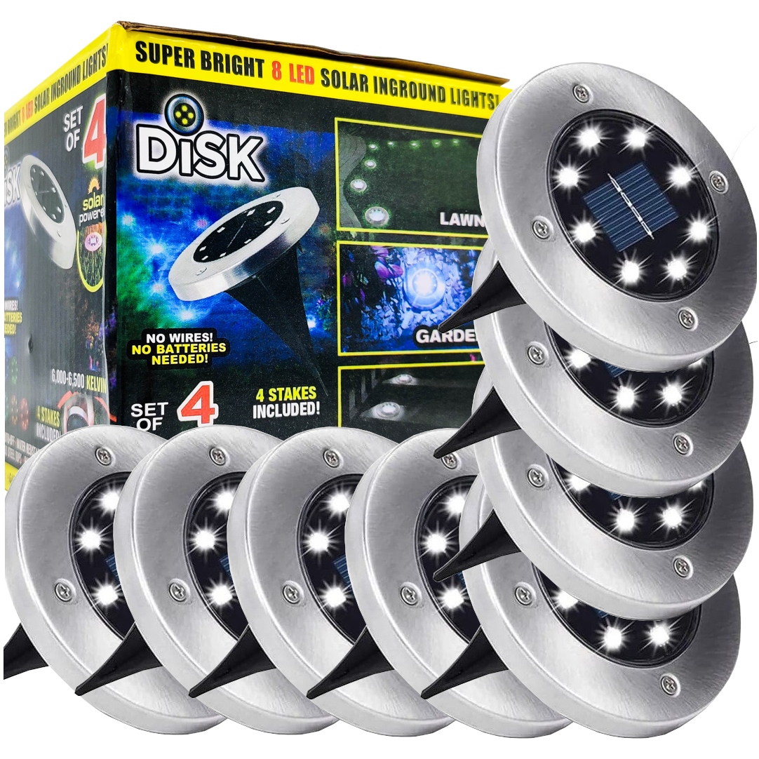 

Lampki Solarne Led Ogrodowe Gruntowe Dyski 8 Szt