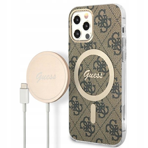 Sada Guess pouzdro bezdrátová nabíječka GUBPP12MH4EACSW pro Apple iPhone 12