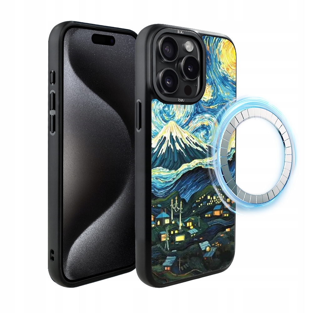 Pouzdro pro iPhone 15 Pro Ibizu DropGuard Matt s MagSafe, Van Gogh, noc