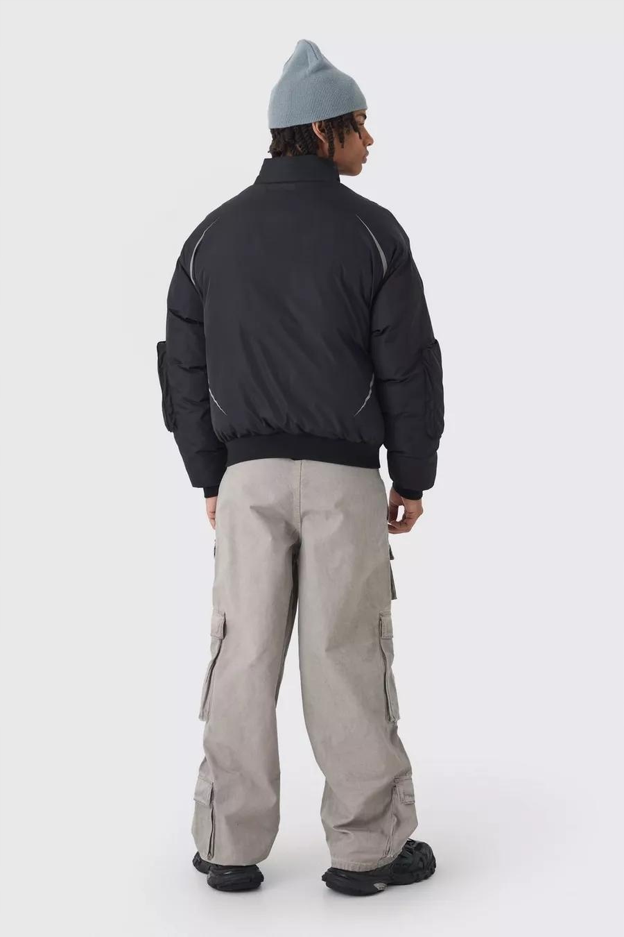 Boohooman černá bunda s potiskem B18 M