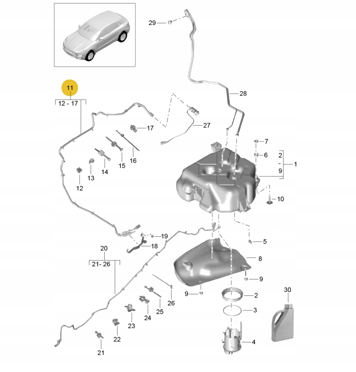 Przewod Adblue Porsche Macan 95B131984H
