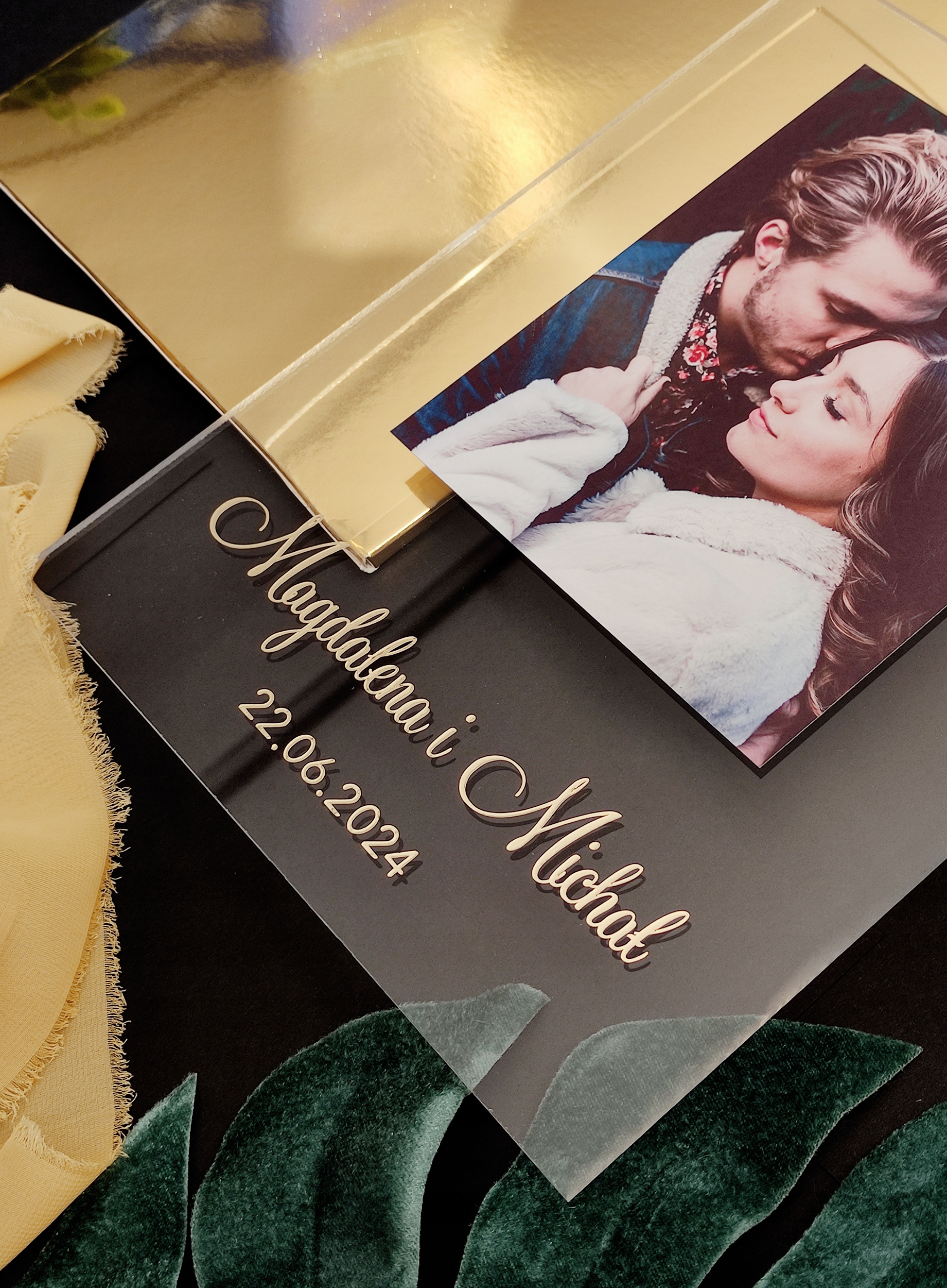 dárek od rodičů na Svatba, Přání na Svatební Hostina s fotografií Mladého páru Plexi