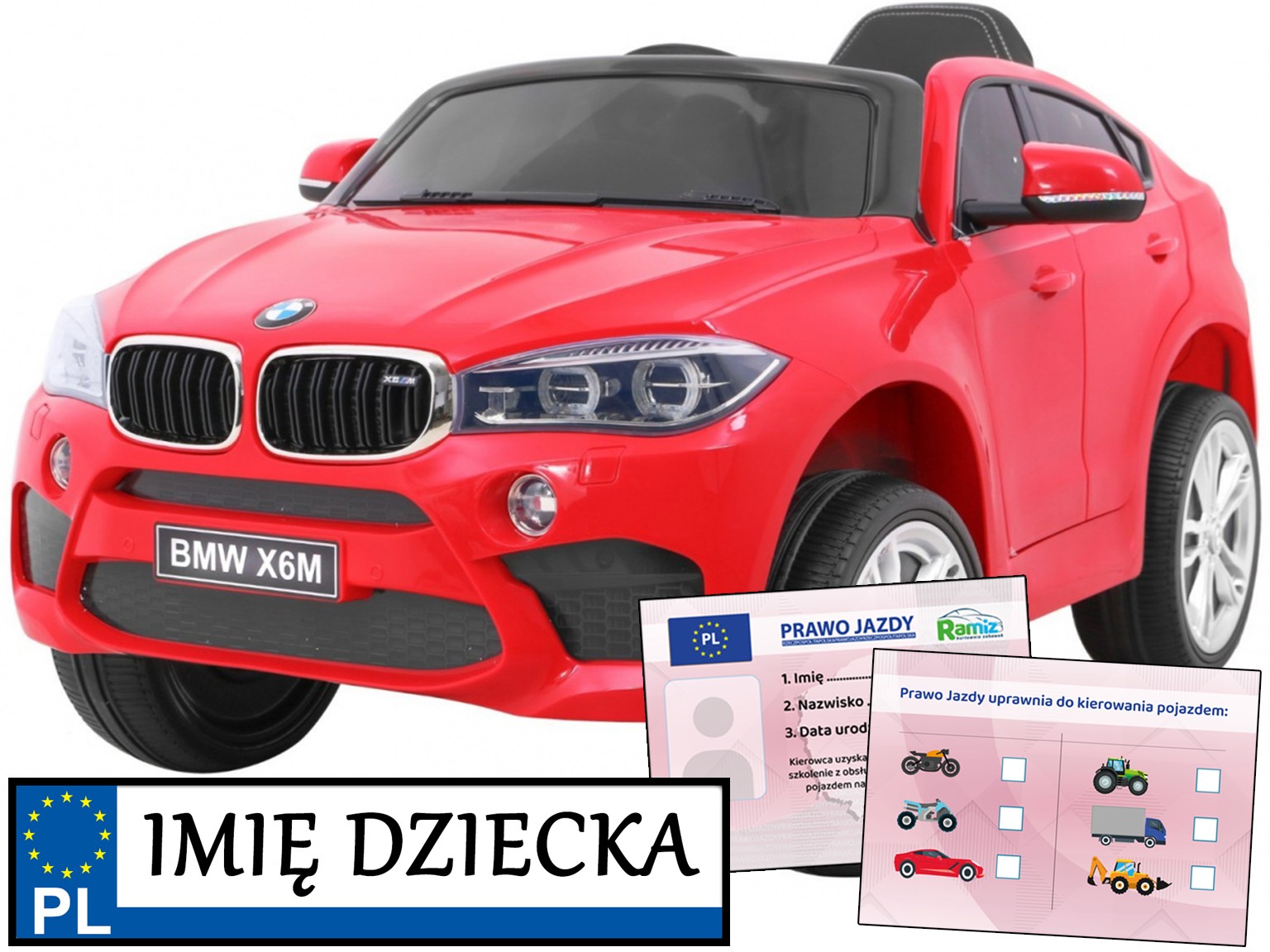Bmw X6M samochód na akumulator dla dzieci Piankowe Koła Pilot Pasy