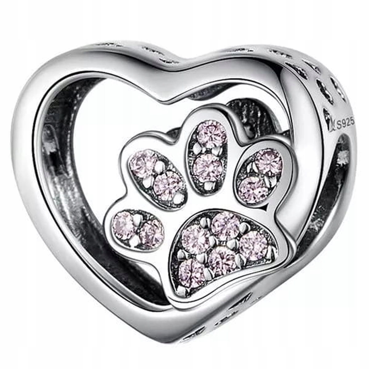 

Zawieszka Charms Serce Cyrkonie Łapa Srebro 925
