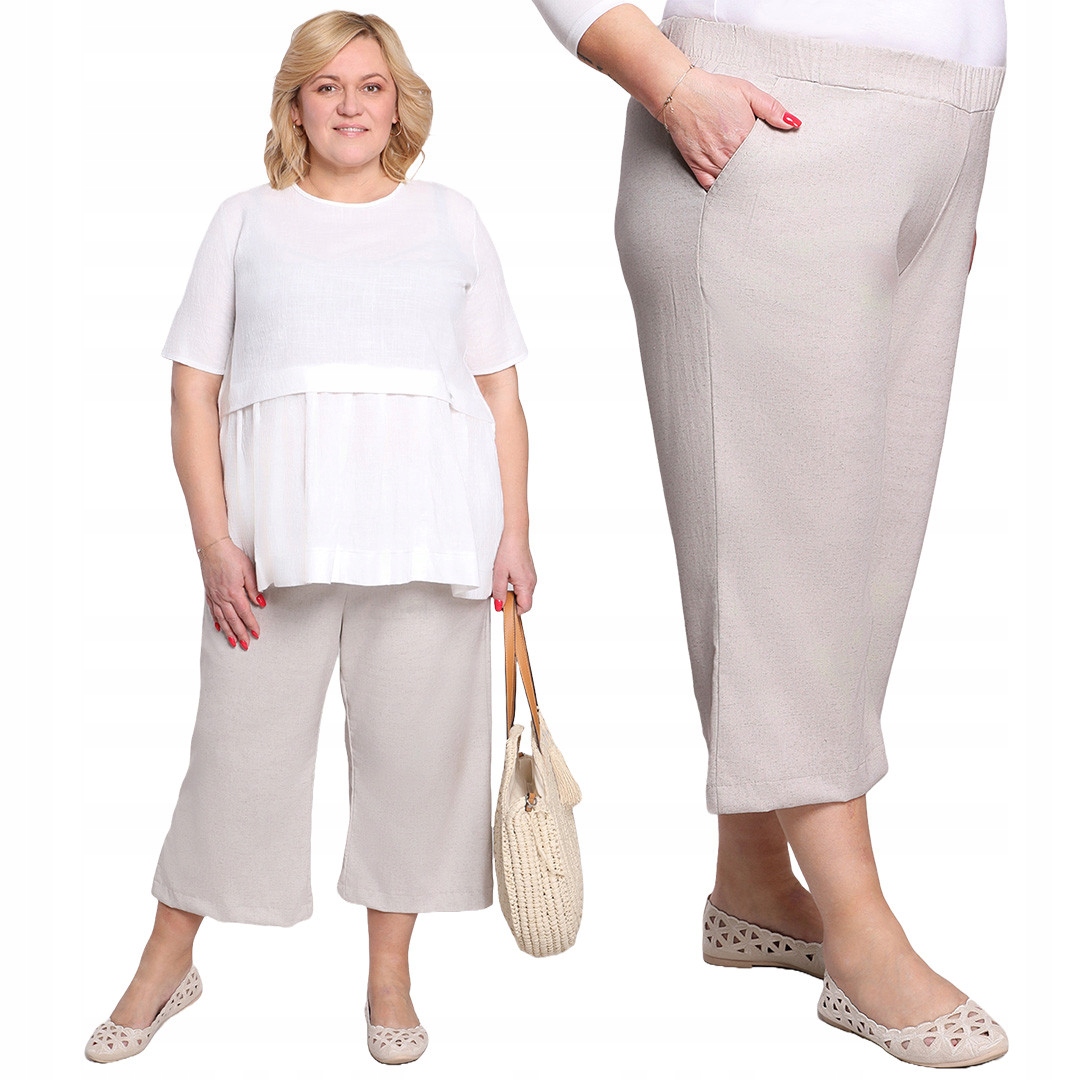 Béžové kalhoty se lnem 58