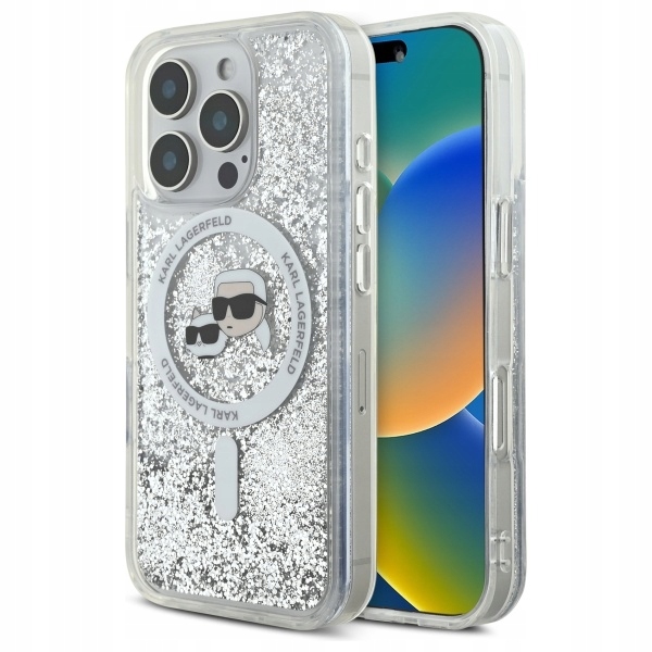 Pouzdro Karl Lagerfeld Liquid Glitter MagSafe pro iPhone 16 Pro Max