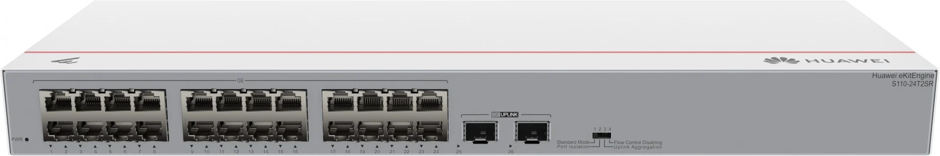 Přepínač Huawei S110-24T2SR (24 portů Ge, 2 porty Ge Sfp, napájení Ac)