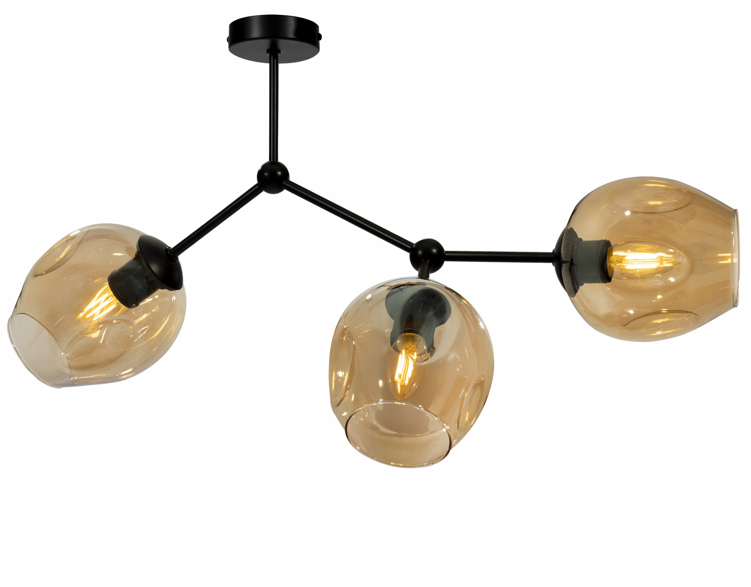 Stropná Závesná Lampa Luster Trojitá Sklenená Nad Stôl Ostrovček Elegantná