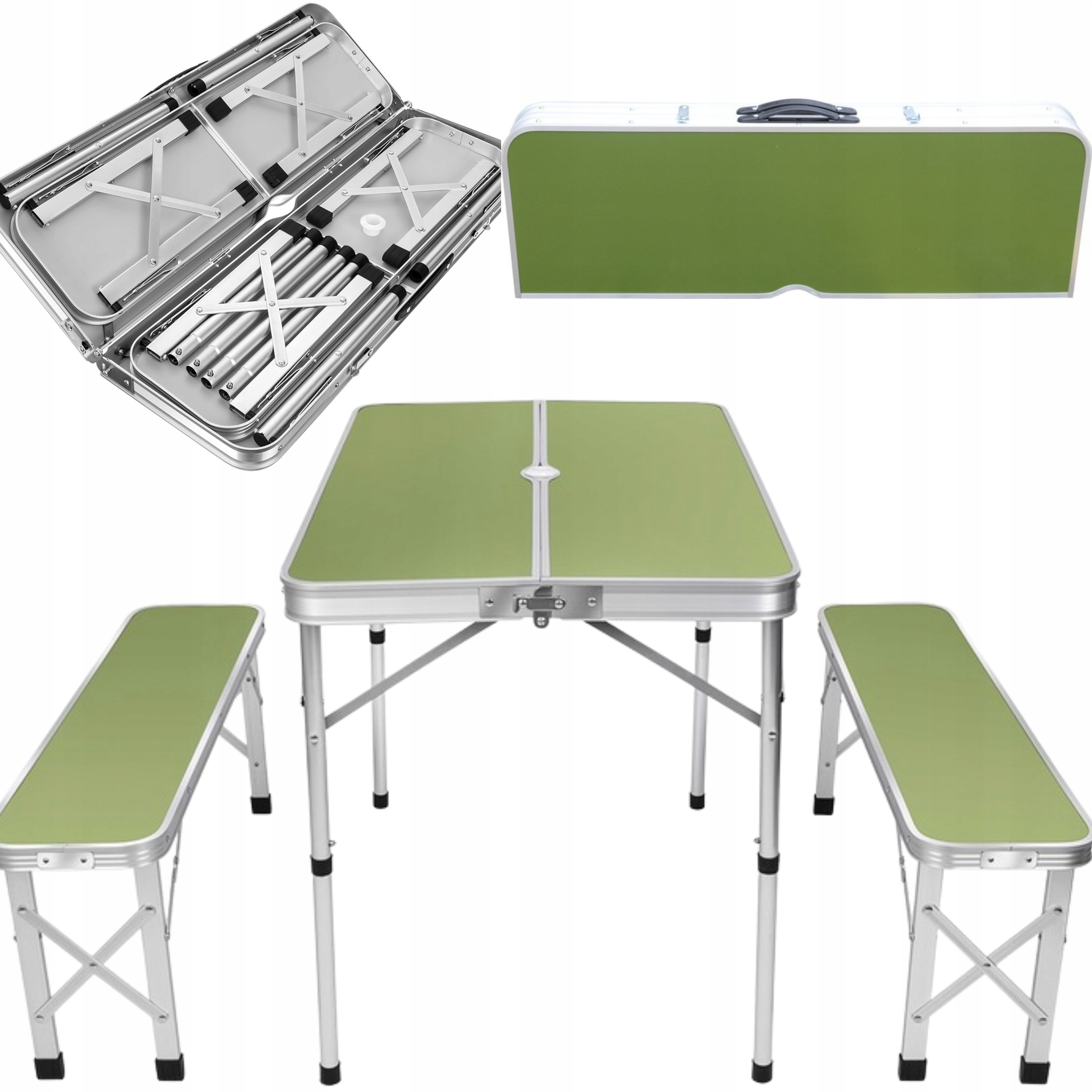 

Zestaw Turystyczny Stół 2 Ławki Walizka Składany