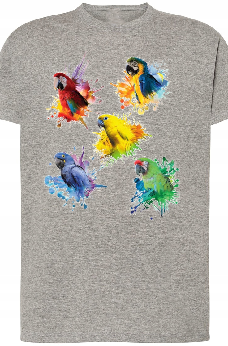

Męski T-shirt Modny Papugi Nadruk Rozm.XL