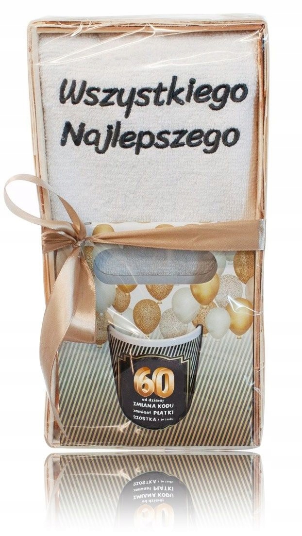 

Ręcznik i kubek z napisem na 60 Urodziny