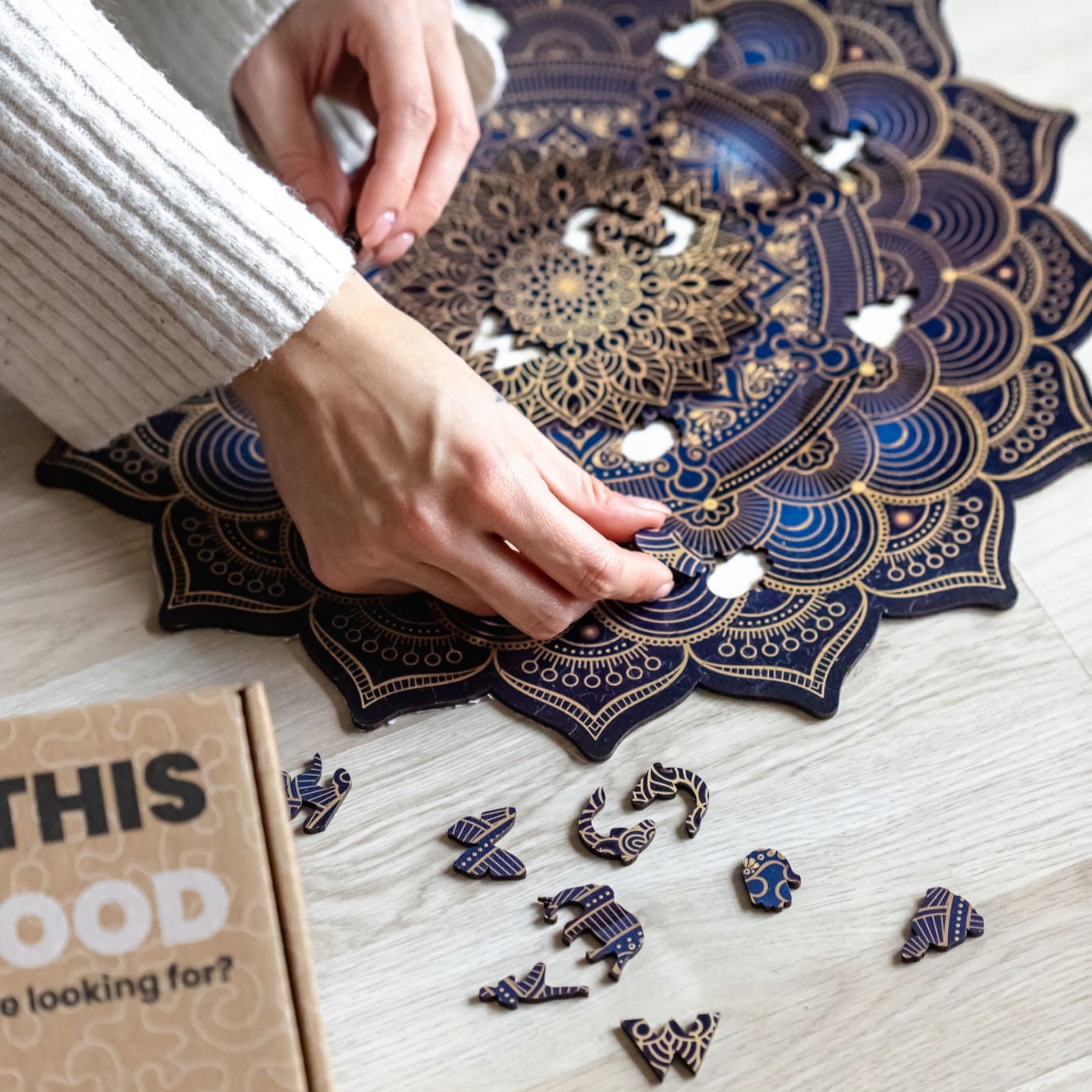 MANDALA DLA DOROSŁYCH PUZZLE DREWNIANE UKŁADANKA TRUDNA PREZENT PUZLE 418 Płeć chłopcy dziewczynki unisex