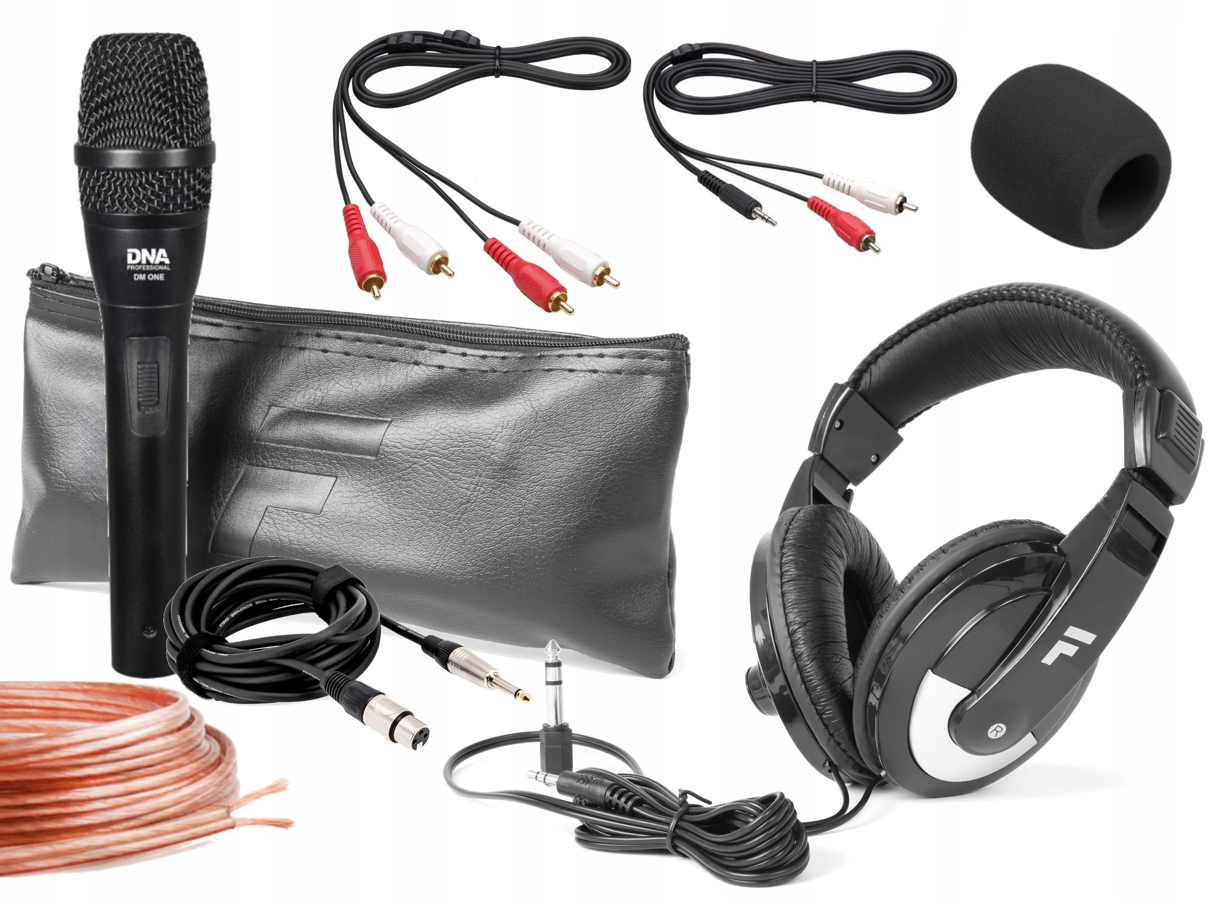 Pakiet Akcesoria dla DJ-a Słuchawki Mikrofon Kable