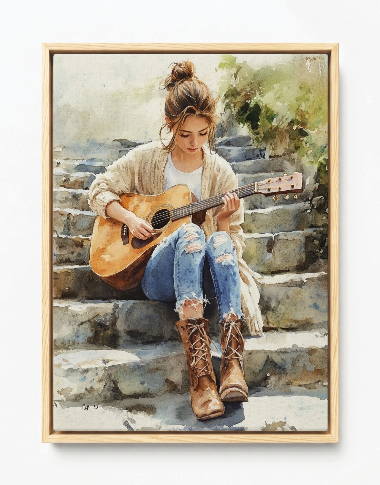 Obraz Rama American Box Portret Žena Dievča Gitara Hudba 60x80