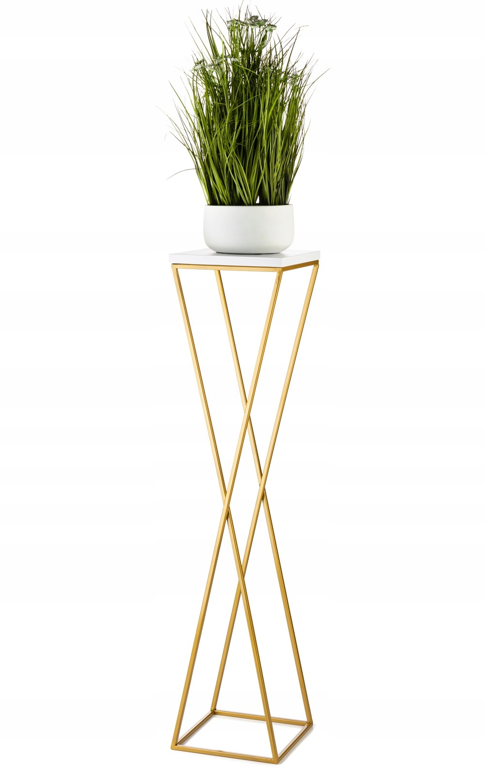 

Złoty Nowoczesny Kwietnik Salon Metal Mdf 100 cm