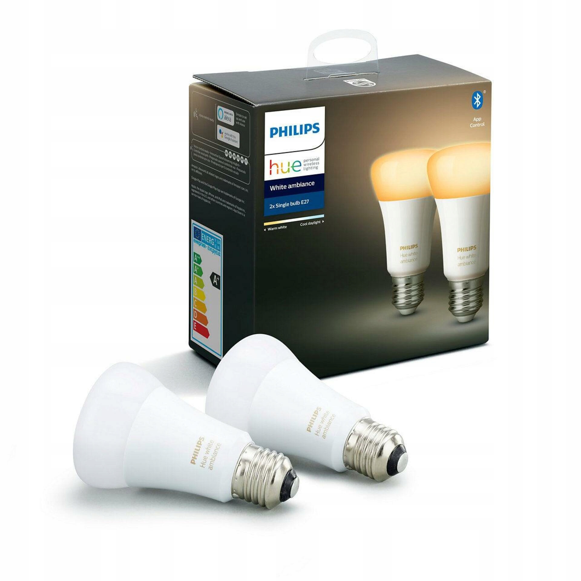 Philips Hue White Ambiance E27 A19 Led 6W 806lm 2200-6500K set 2 ks Bluetoo