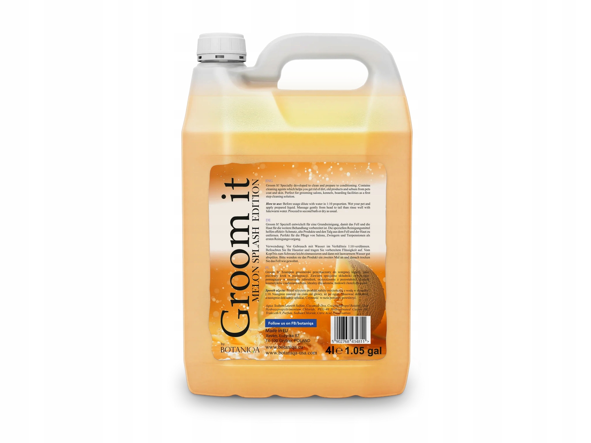 Botaniqa Groom It Melon Splash 4 L szampon do wstępnej kąpieli dla psa