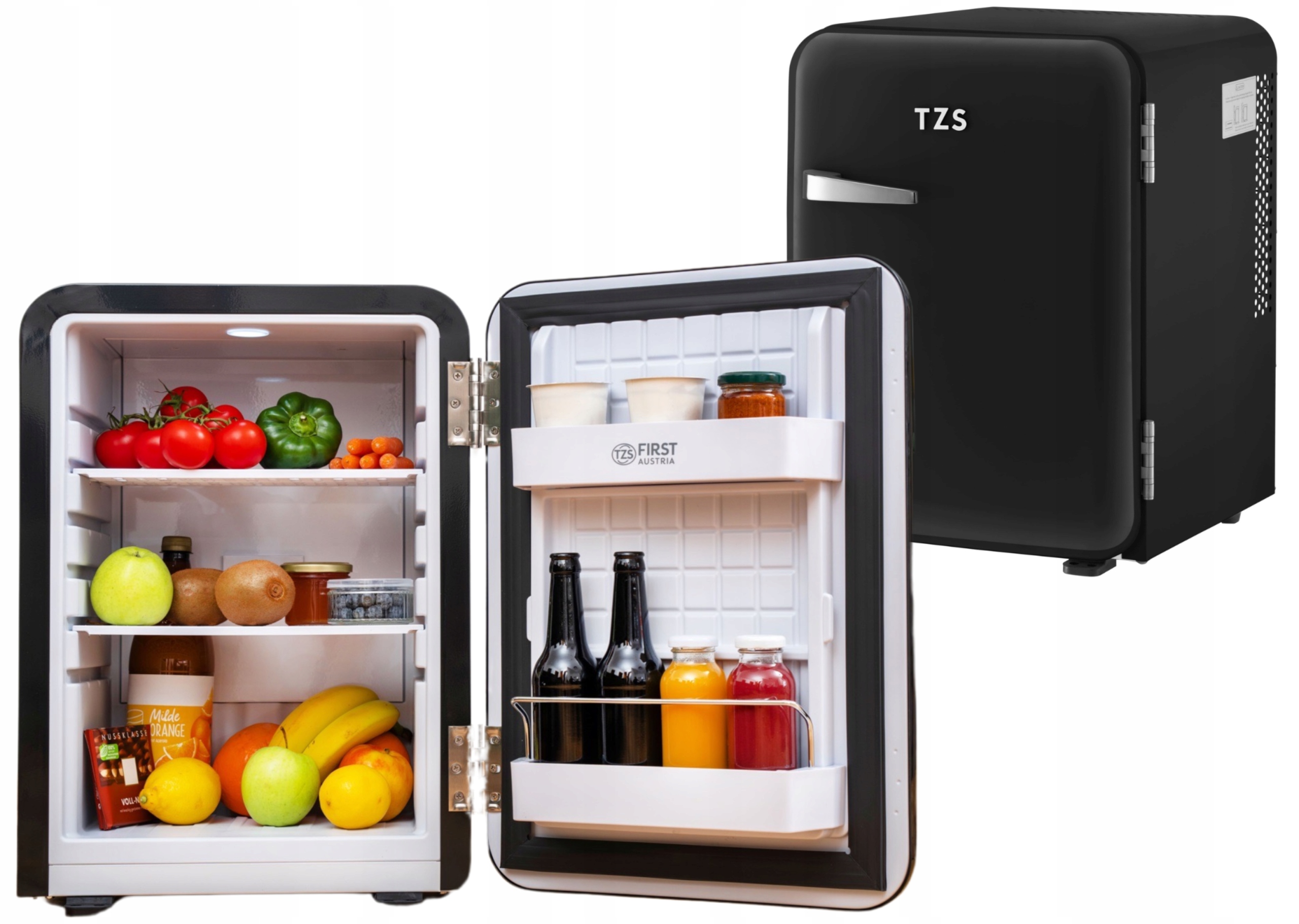 Lodówka Podblatowa 40L Cicha Retro Czarna Led First Austria Do Domu Biura