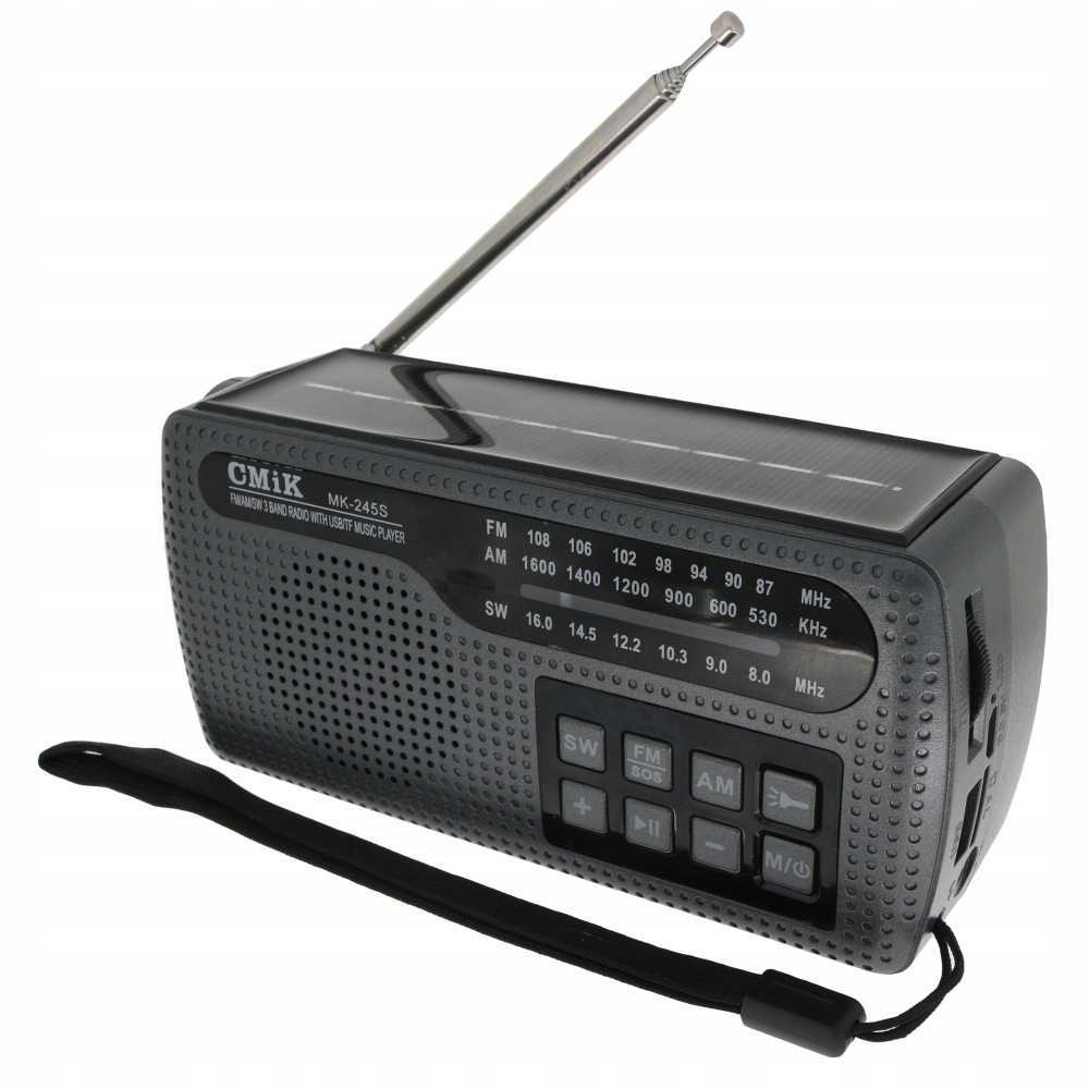 RADIO RADYJKO AWARYJNE ALARMOWE SOLARNE NA DYNAMO FM AM GŁOŚNIK BLUETOOTH Marka CMiK