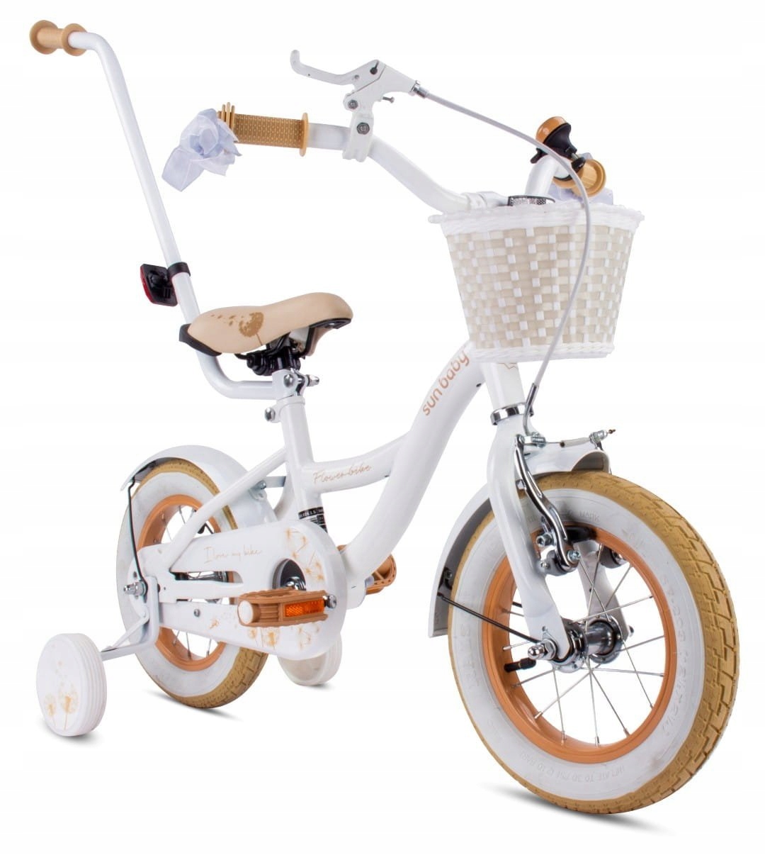 Rower dziecięcy Rower dla dziewczynki 12 cali Koszyk Prowadnik Kółka boczne