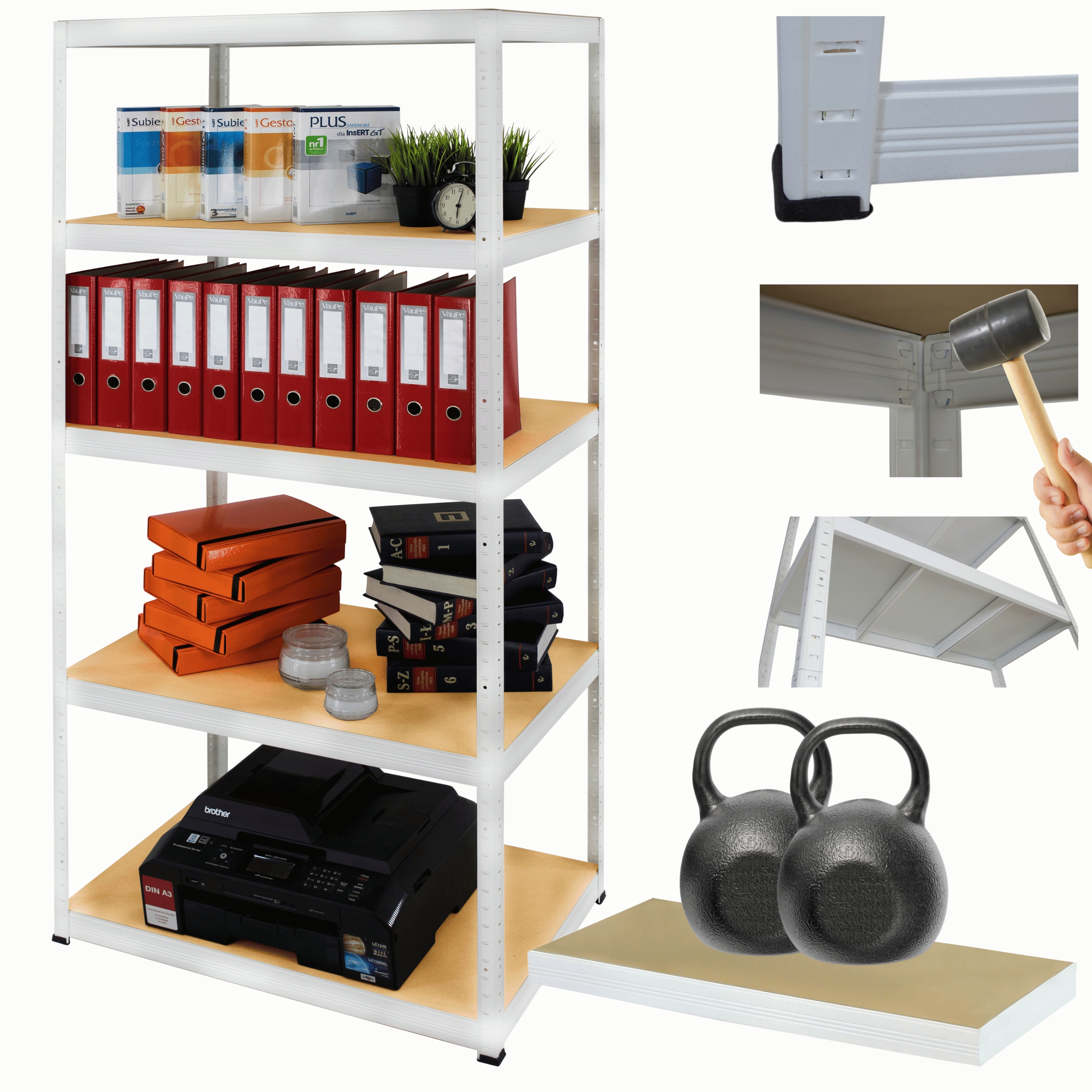 Dielenský regál kovový stojan Helios 196x90x40 cm 5Px275 kg Poľský Trvanlivý