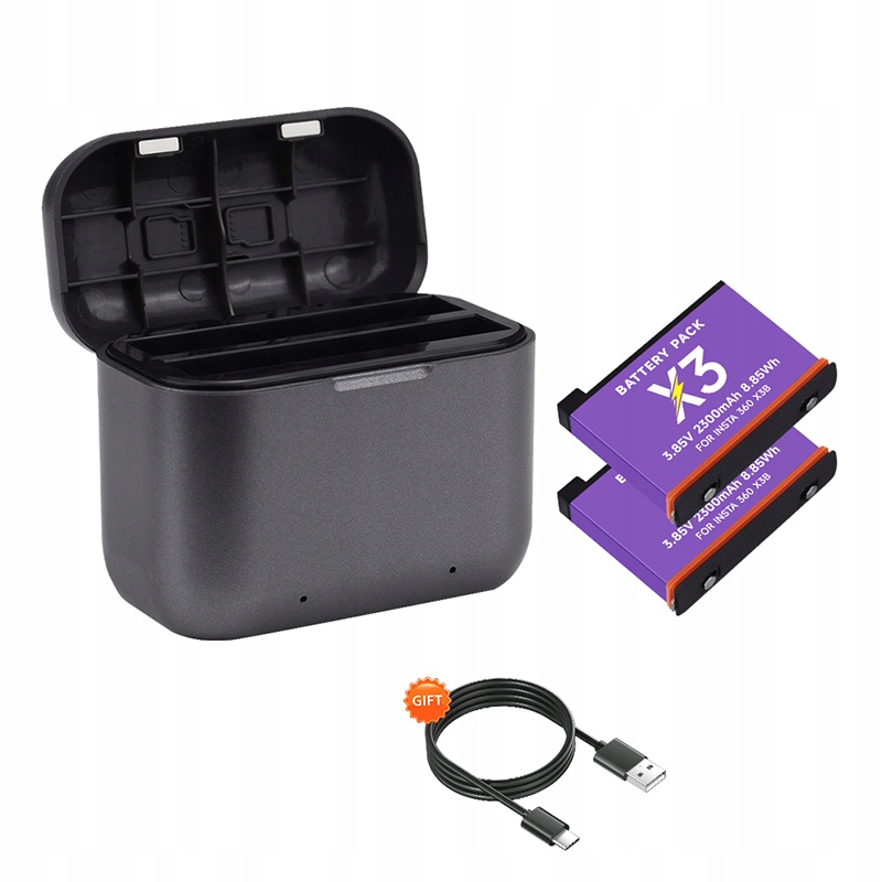 2x Baterie pro Insta360 X3 One X3 Nabíječka se 2 Sloty pro Insta 360 X3