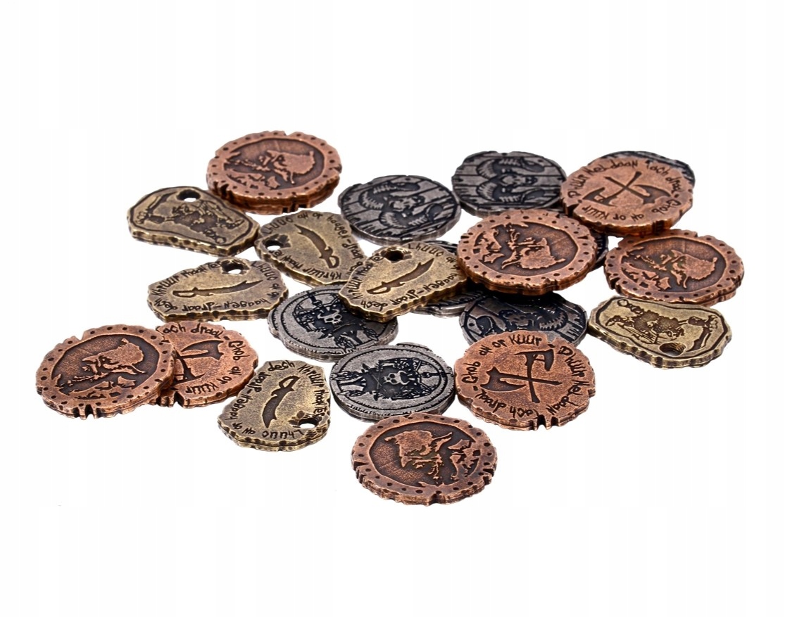 ZESTAW 24 GOBLIŃSKICH METALOWYCH MONET LARP RPG