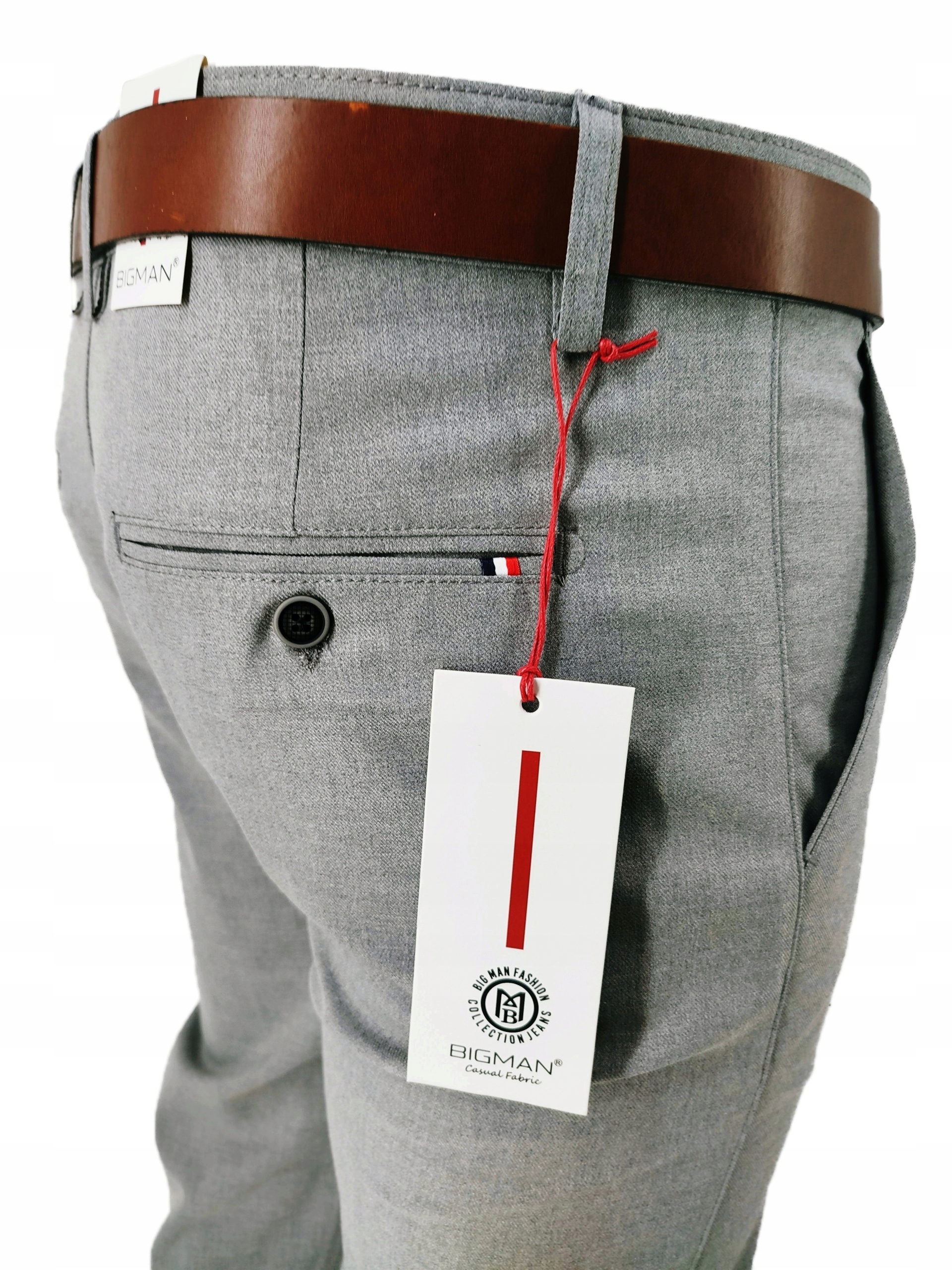 SPODNIE MĘSKIE SZARE ELEGANCKIE CHINOSY R2346 W40 PAS: 104-108 CM Model Wizytowe