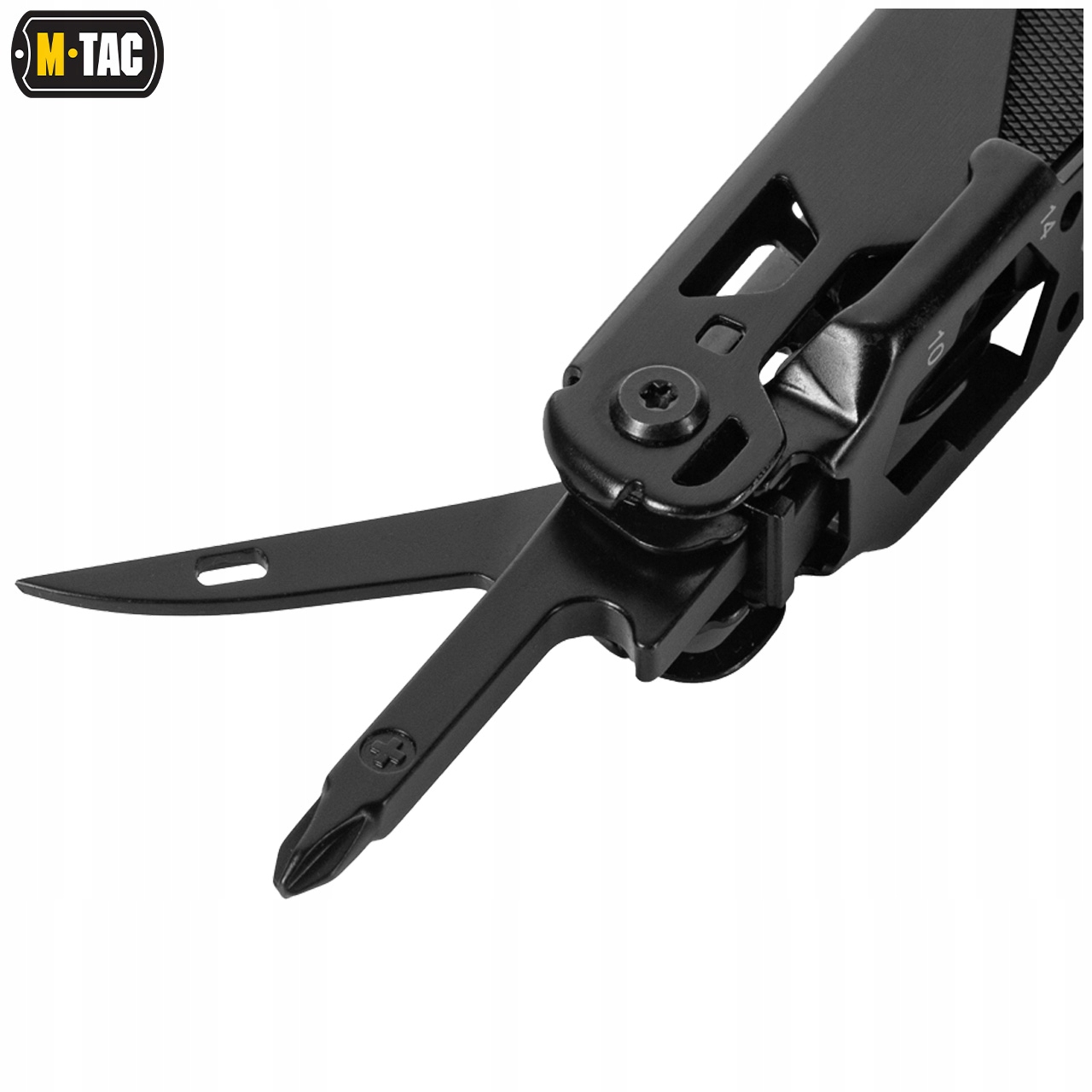 MULTITOOL NARZĘDZIE WIELOFUNKCYJNE M-TAC TYPE 9 11w1 Z KABURĄ CZARNY Długość po złożeniu 11.5 cm