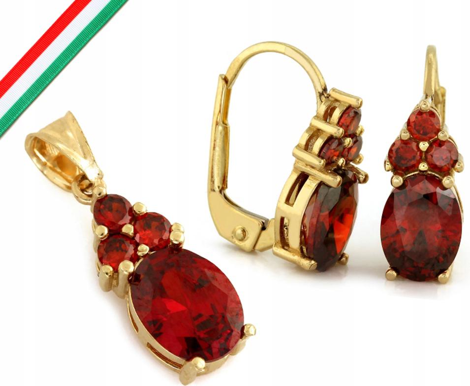 Zlatý komplet šperků 585, přívěsek a náušnice, moderní vzor 14k, módní