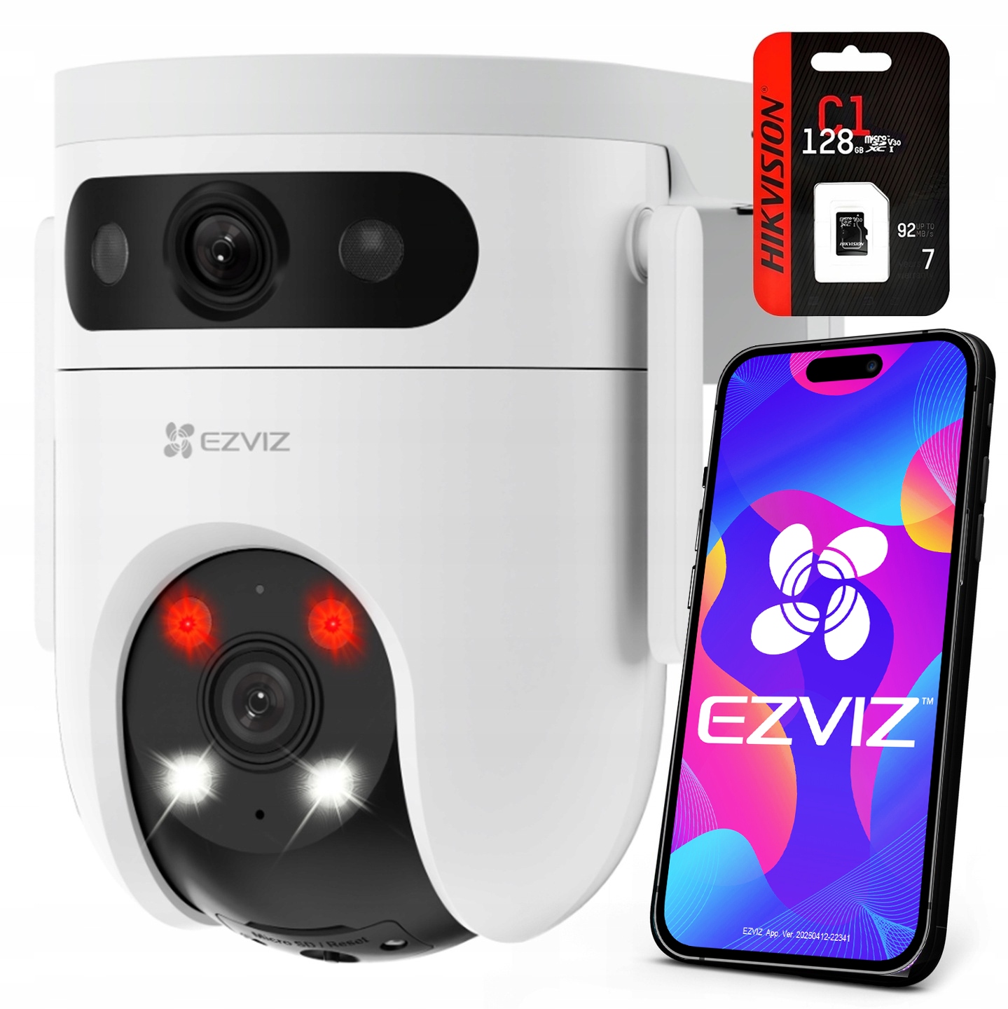 Otočná WiFi kamera Dual Lens H9C Ezviz 2v1 Autotracking Ir/led Sd 128 Gb