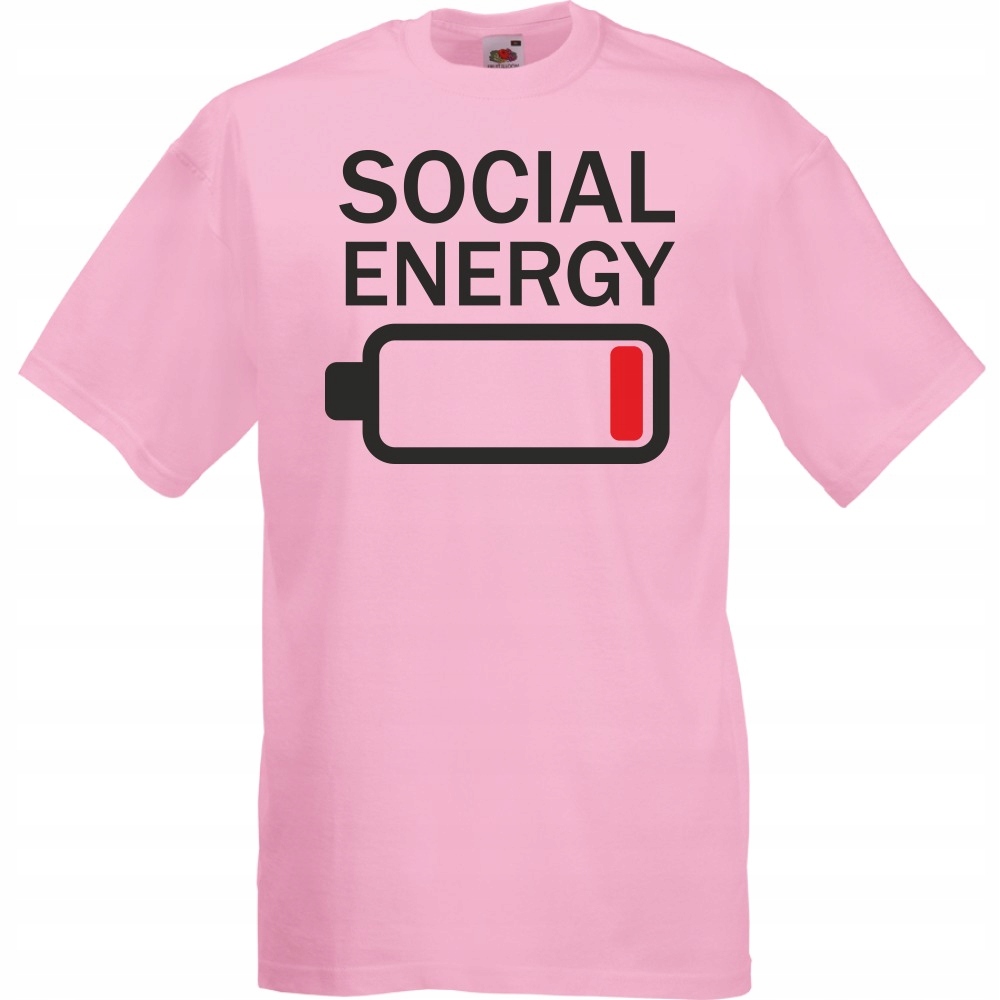 

Koszulka zabawna social energy XXL różowa