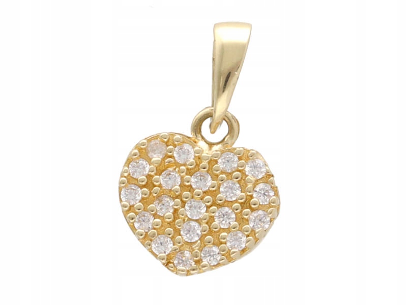 Zlatý přívěsek 585 malé srdce s zirkony 0,87 g, módní vzor na řetízek